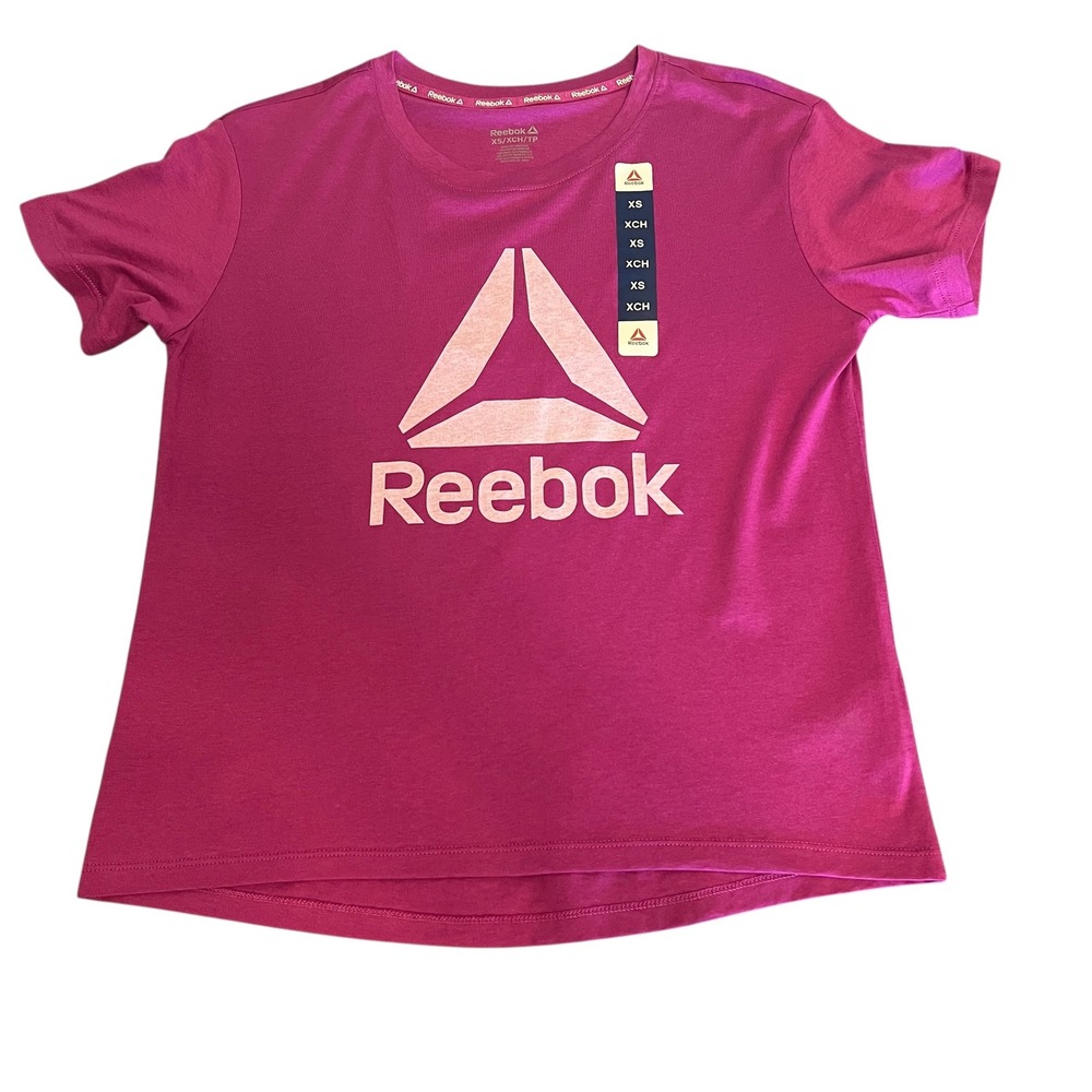 Reebok Womens Graphic Logo T-Shirt Magenta Pink Barbiecore Workout Gym Size XS